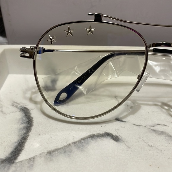 NEW ARRIVALS UNISEX GOLD STAR STUDDED CLEAR LENS AVIATORS GLASSES main image 12